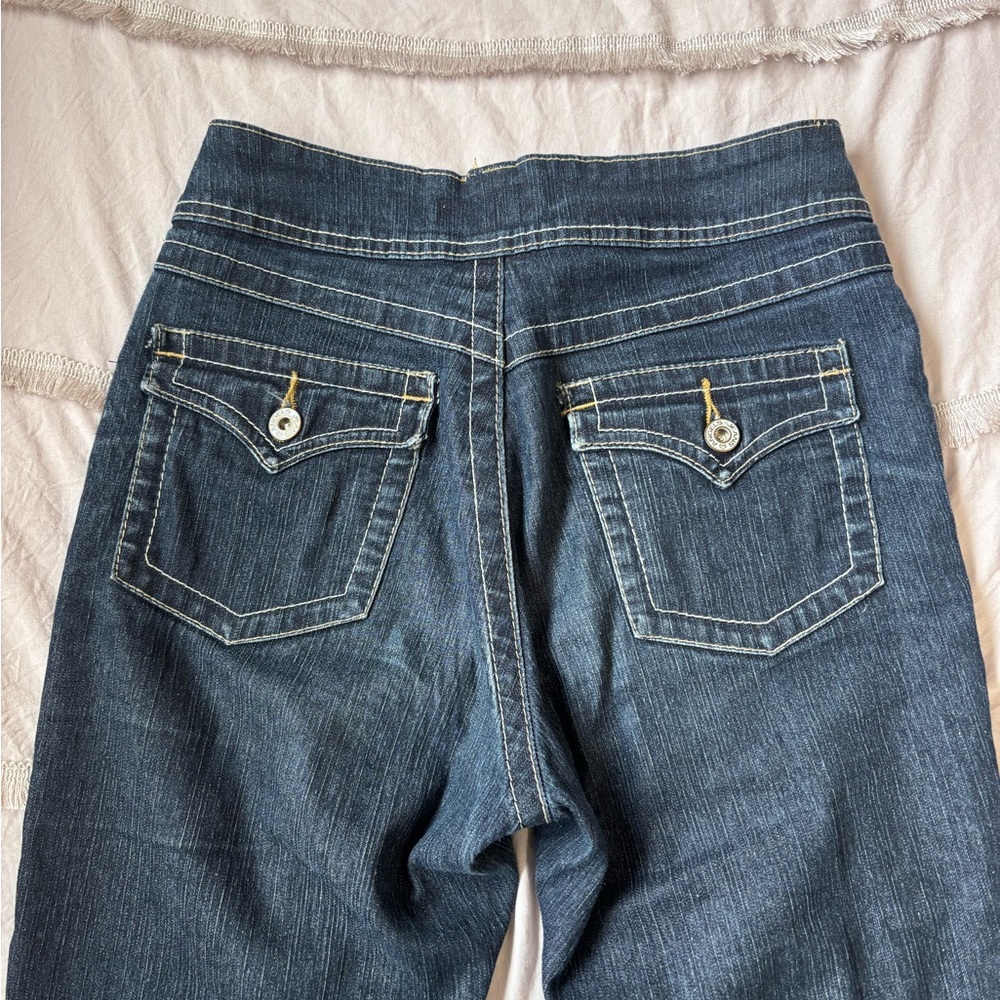 Women’s Y2K Straight Leg Dark Blue Denim Jeans from Angels Mid Rise - Picture 8 of 9